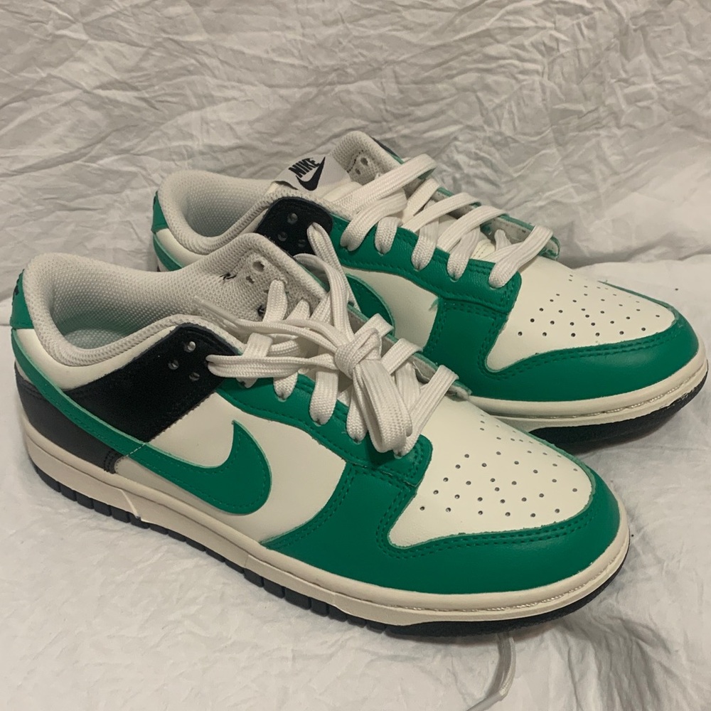 Nike Emerald and White Low-Top Sneakers